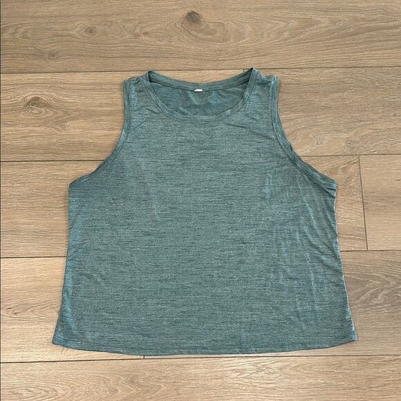 CRZ YOGA Heathered Green Loose Fit Slightly Cropped Sleeveless Tank Top‎ Size L - Picture 1 of 8